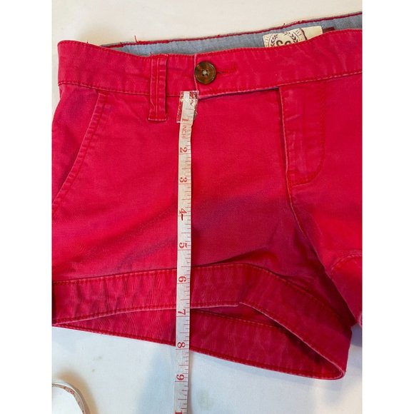 SO Womens Shorts Low Rise Chino Stretch Lightweight Cotton Blend Red Size 3 - Picture 4 of 9